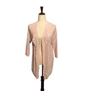 J.Jill Light Pink 3/4 Sleeve Waterfall Shawl Sweater